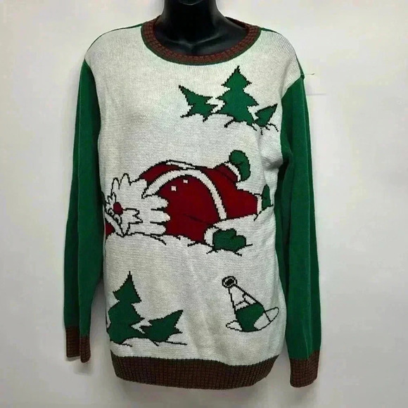 Ugly Christmas sweater women’s size medium drunk Santa - Picture 1 of 7